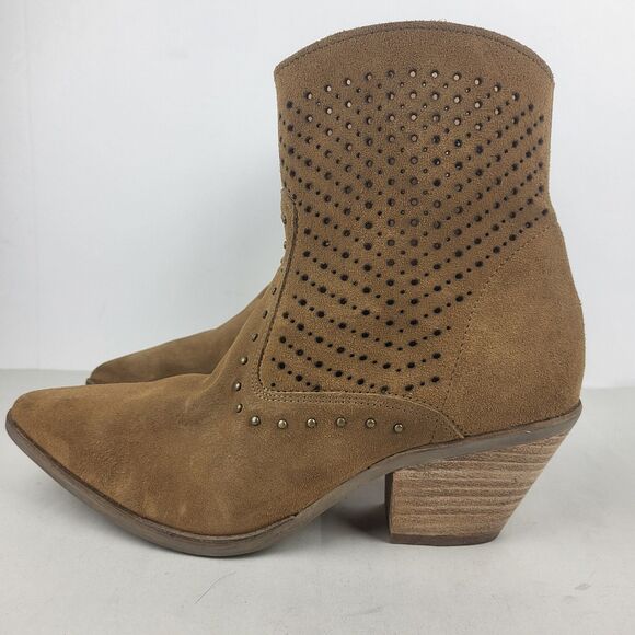 Dingo Miss Priss Studded Pointed Toe Zippered Cowgirl Booties - Picture 4 of 15
